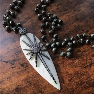 Pyrite, Bone & Crystal Necklace